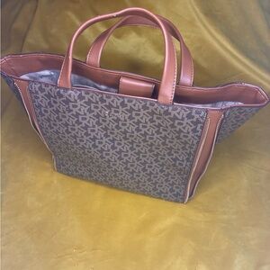 DKNYC Brown and Tan Signature Tote